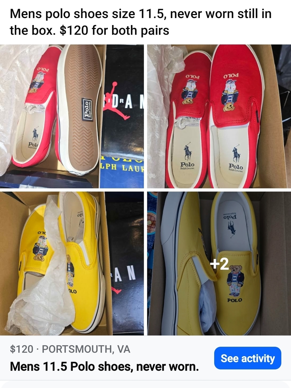 Polo Ralph Lauren Slip-On Sneakers in Red & Yellow